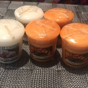 Pumpkin wreath and campfire treat candles
